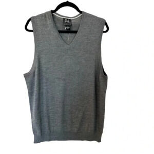 Jos A. Bank Traveler Men's Dark Gray V-Neck Wool Sweater Vest Size L GUC